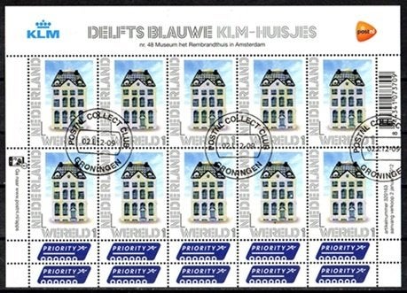 Nederland nr. 2899v Delftsblauwe KLM-huisjes gestempeld, Postzegels en Munten, Postzegels | Nederland, Verzenden, Na 1940, Gestempeld
