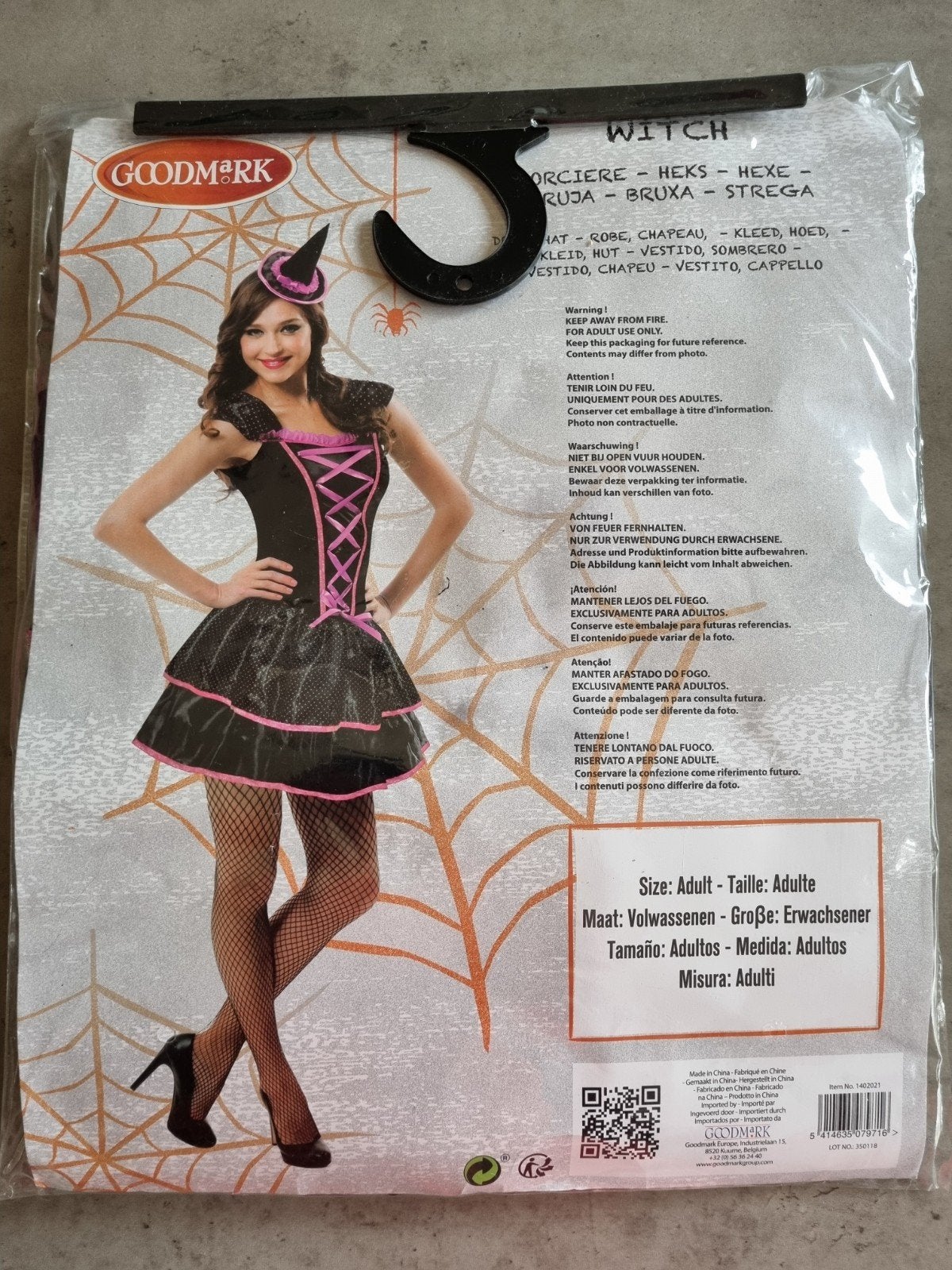 Goodmark,(HALLOWEEN)HEKSENJURK, Volwassenen,Onesize,Nieuw!a., Ophalen of Verzenden, Nieuw, Maat 38/40 (M), Carnaval