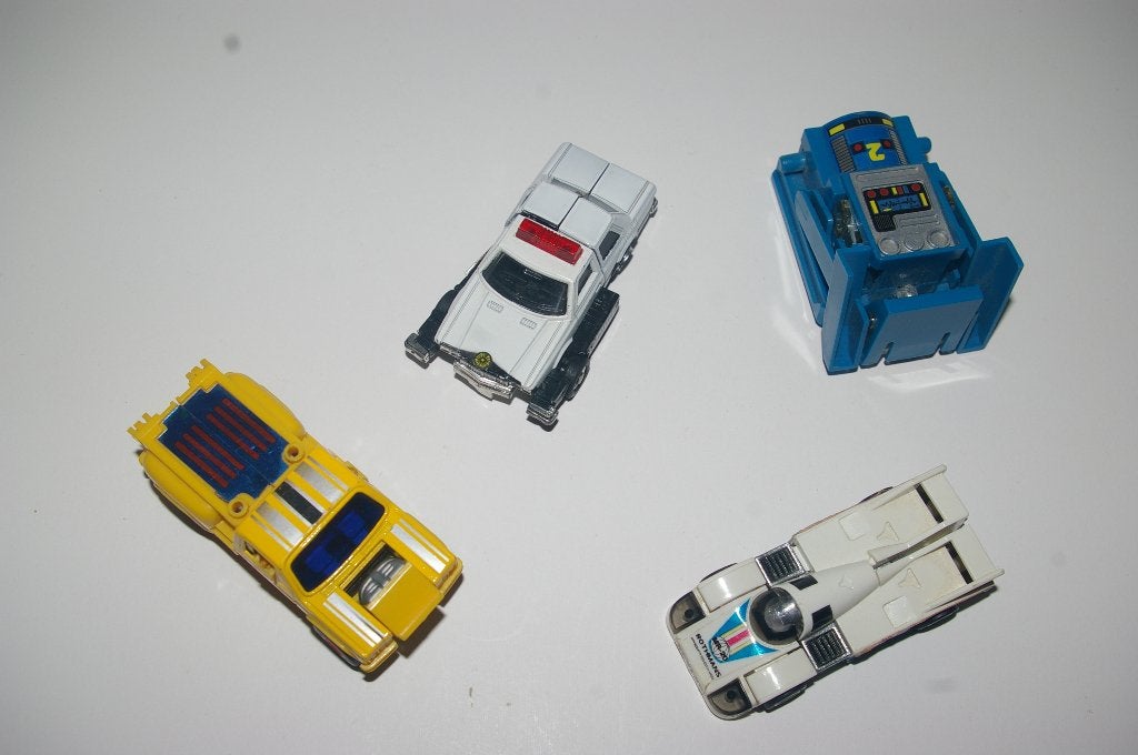 Vier te transformeren auto's en flipperkastje., Ophalen of Verzenden, Gebruikt, 6 jaar of ouder