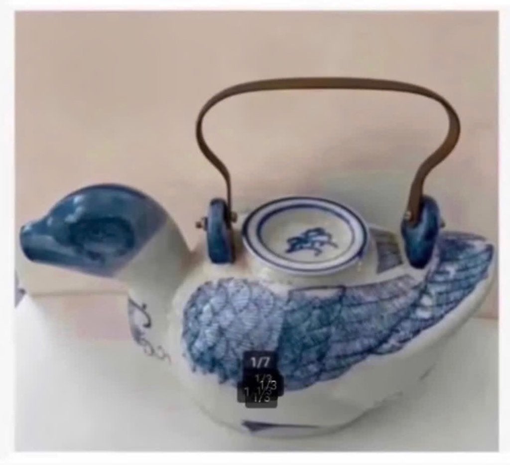 Brocante handgeschilderde Chinese theepot Eend, Ophalen of Verzenden