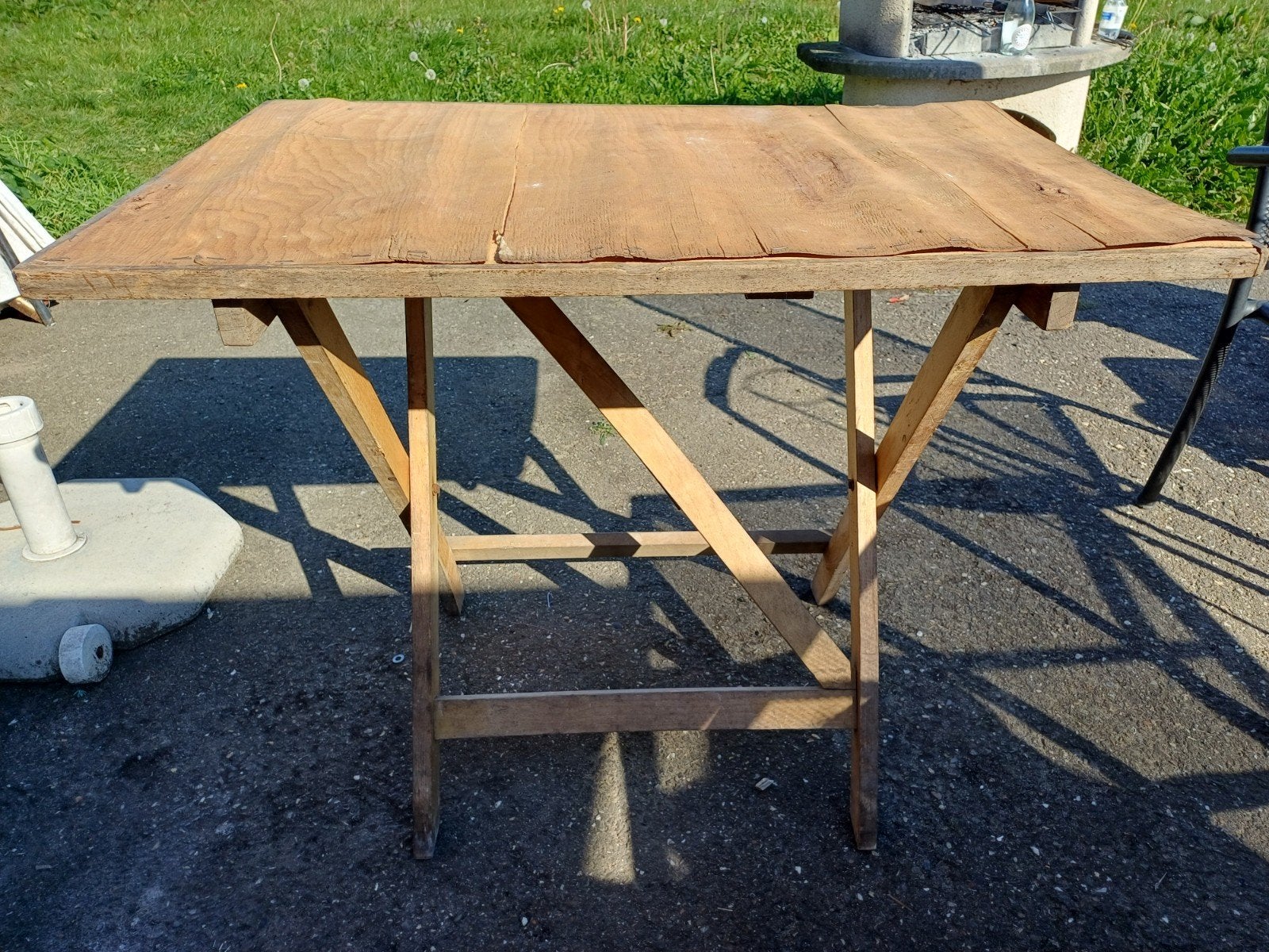 vintage houten  klaptafel., Ophalen, Gebruikt, Rechthoekig, Hout