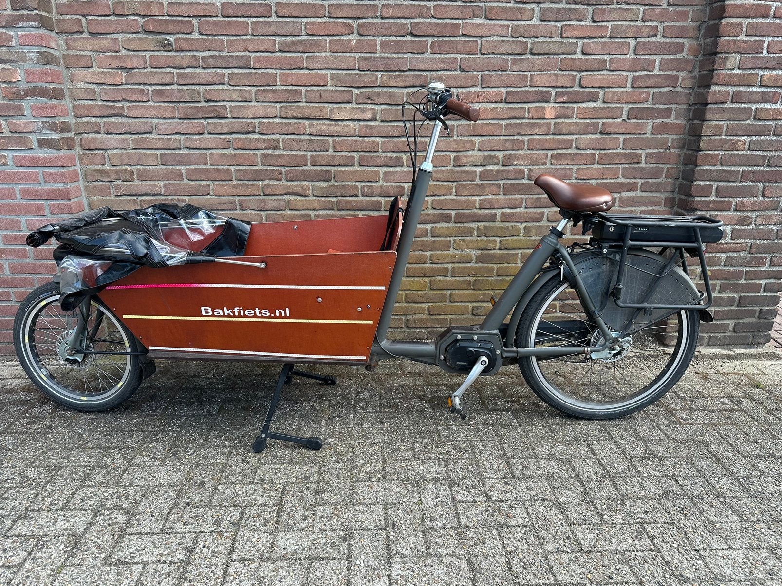 Bakfiets Elektrische Bakfiets, Fietsen en Brommers, Gebruikt, Huif, 2 kinderen, Trommelrem