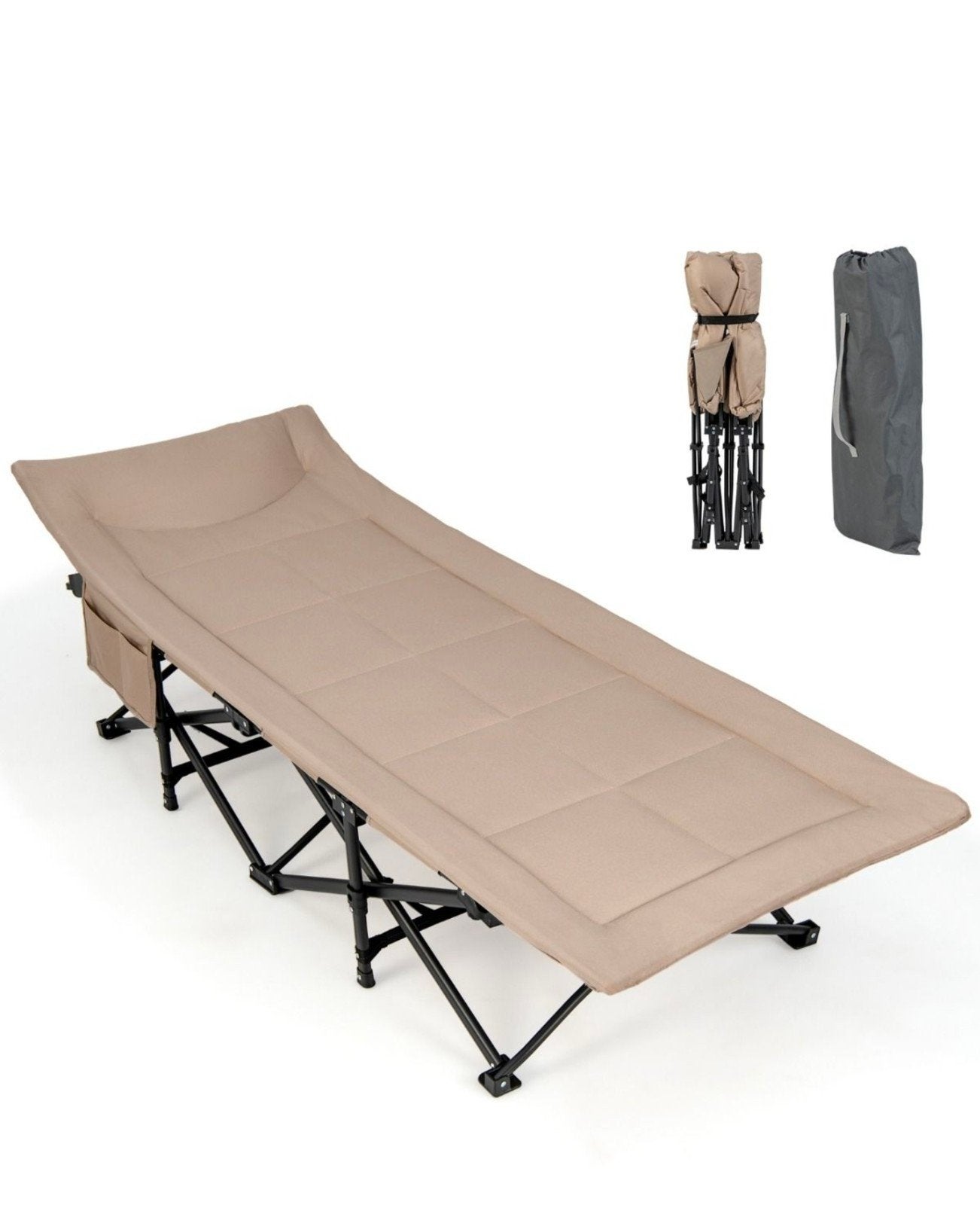 Costway Veldbed Inklapbaar Campingbed Klapbed met Zijzak, Ophalen, Zo goed als nieuw