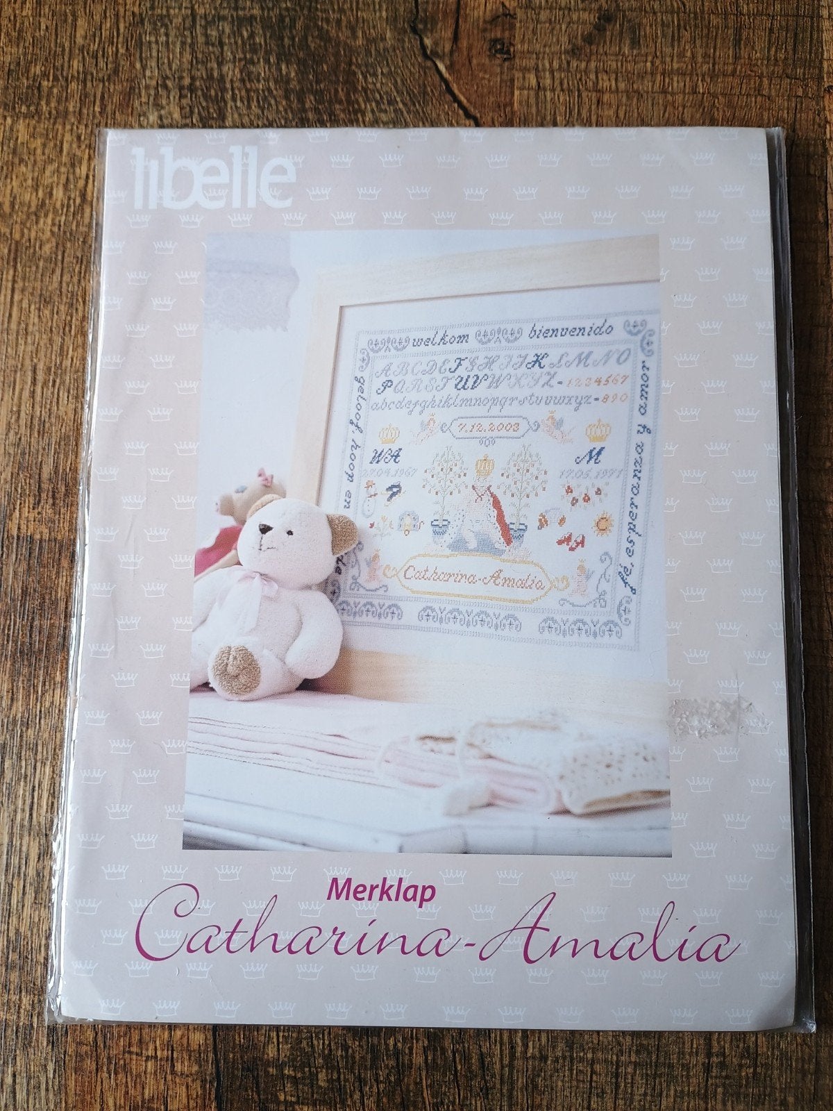 Libelle borduurpakket - Merklap - Catharina Amalia, Hobby en Vrije tijd, Borduren en Borduurmachines, Ophalen of Verzenden, Nieuw