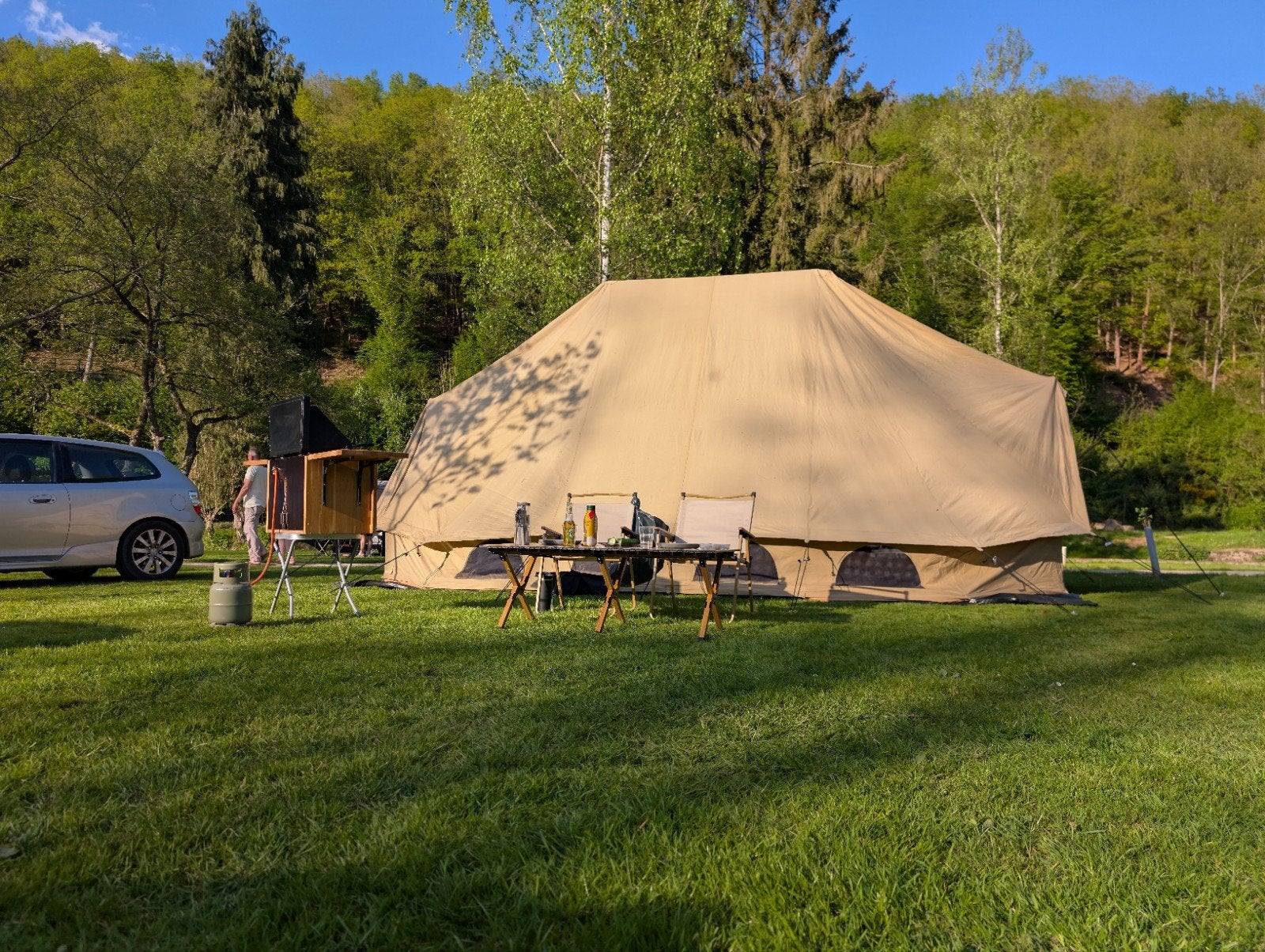 Bell tent  incl. binnentent en grondzeil, Ophalen, Zo goed als nieuw, Meer dan 6