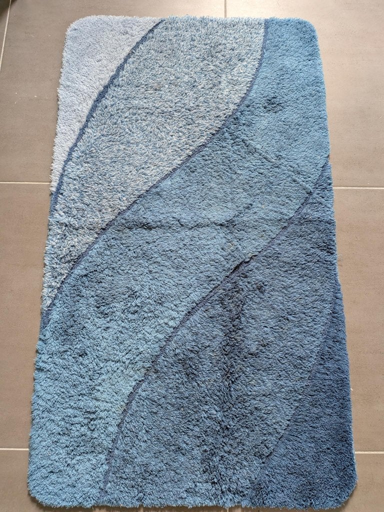 Badmat 70x120cm blauw modern patroon, 100 tot 150 cm, Blauw, Zo goed als nieuw, Modern