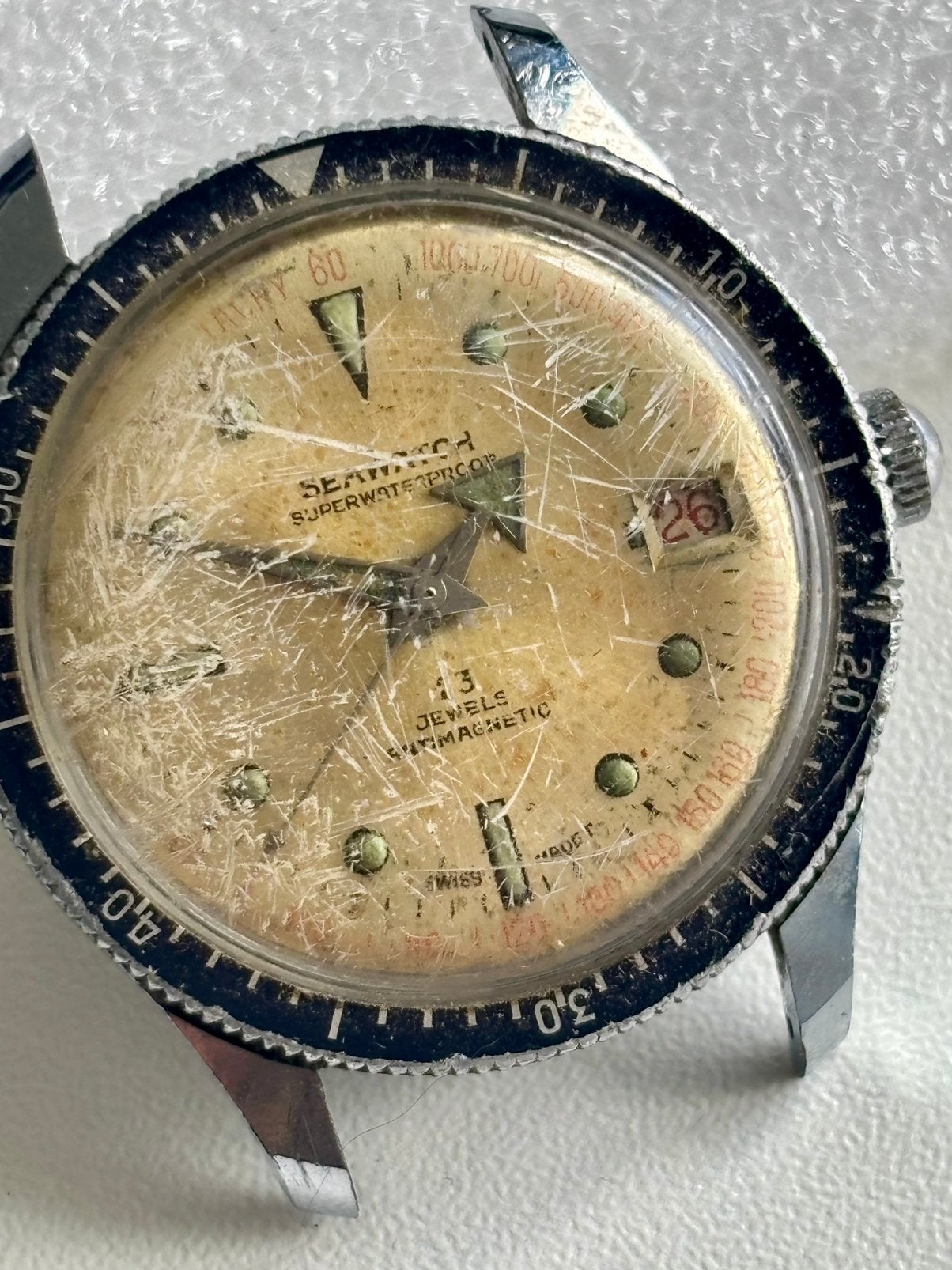 Seawatch skin diver vintage horloge, Ophalen of Verzenden, Staal, Overige merken, 1960 of later