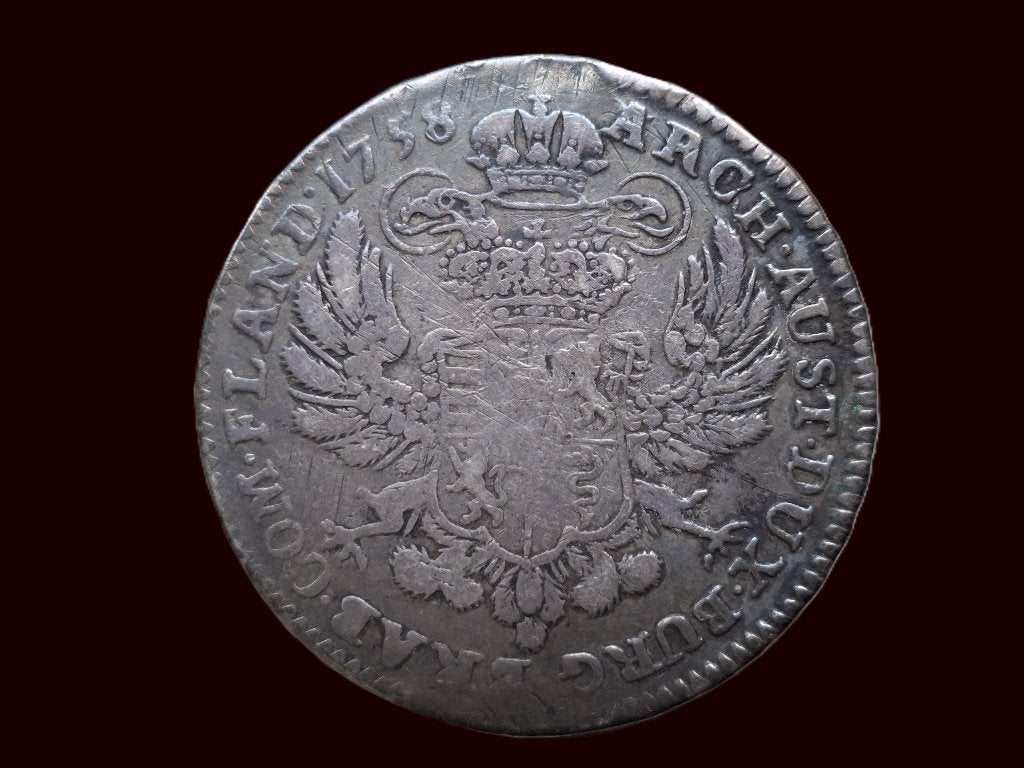 Couronne 1758 Maria Theresa Brussel, Verzenden, Zilver, Zilver