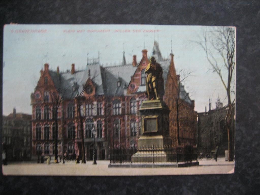 DEN HAAG Plein met standbeeld Willem de Zwijger 1908, Ophalen of Verzenden, Voor 1920, Zuid-Holland