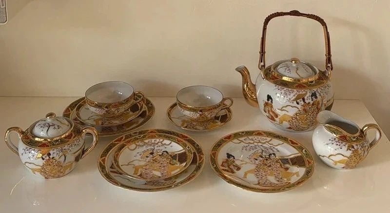 Antiek Japans eierschaal porselein theeservies, Antiek en Kunst, Antiek | Porselein, Ophalen of Verzenden