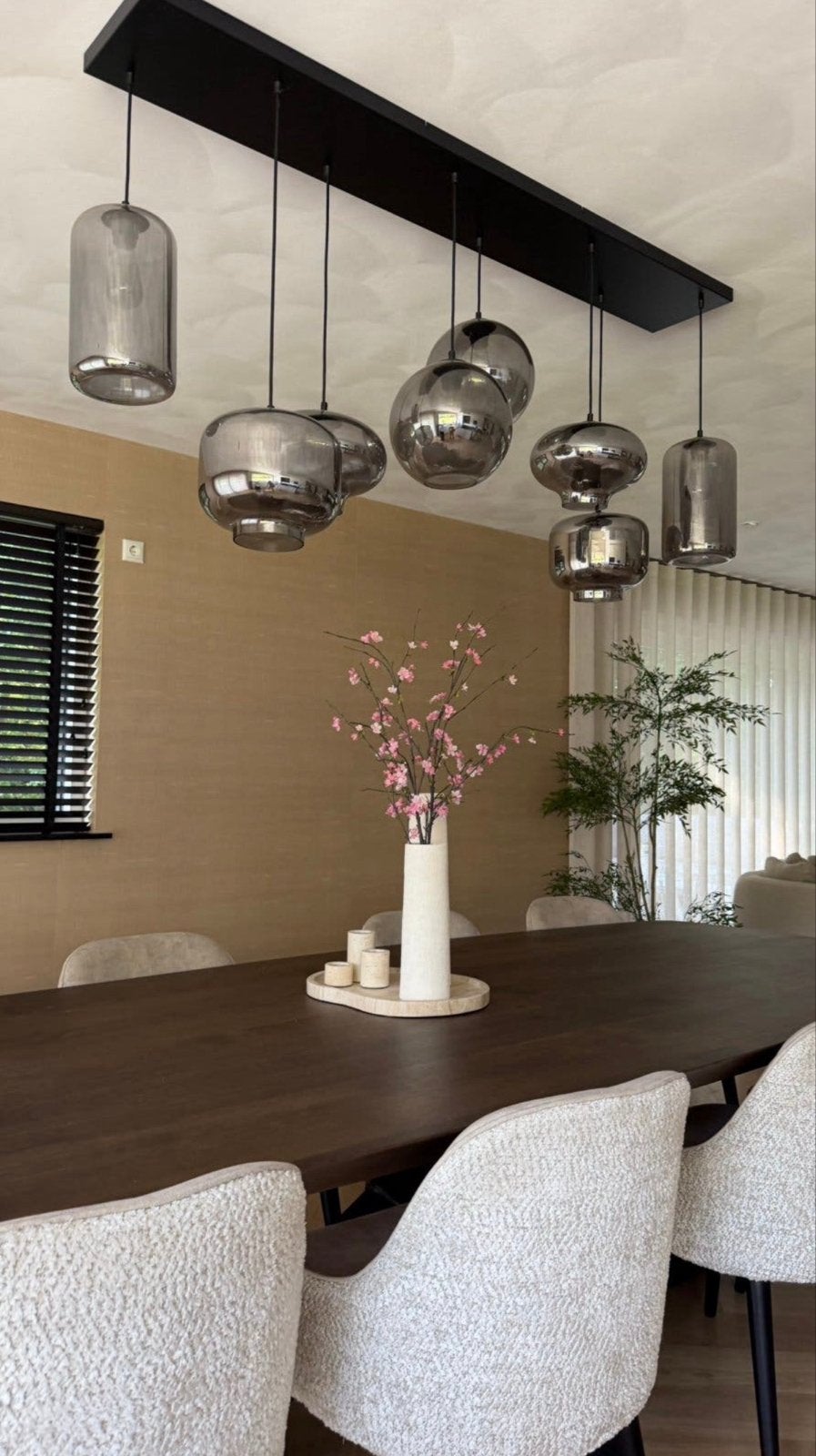EEF- hanglamp eettafel, Ophalen, Zo goed als nieuw, Glas, E27 (groot)