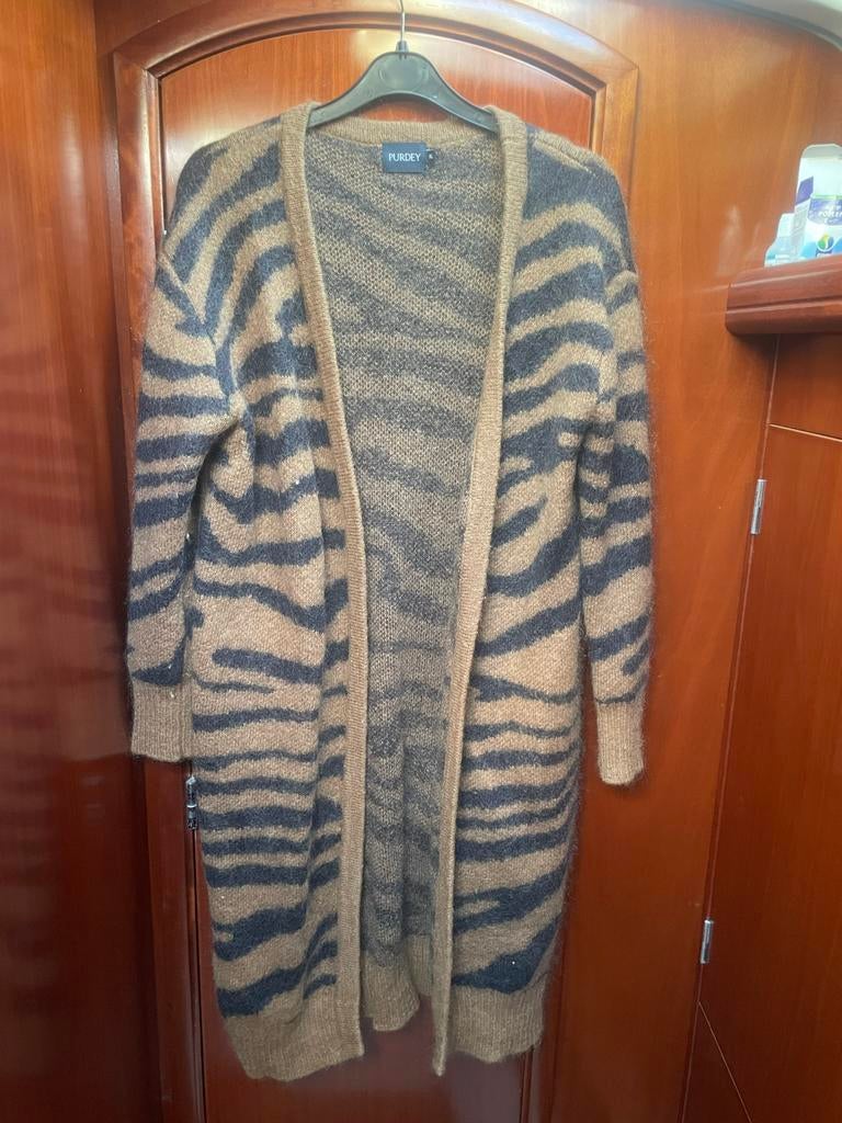 Lang vest met zebraprint van Purdey, maat XL, Ophalen of Verzenden, Gedragen, Maat 46/48 (XL) of groter, Bruin