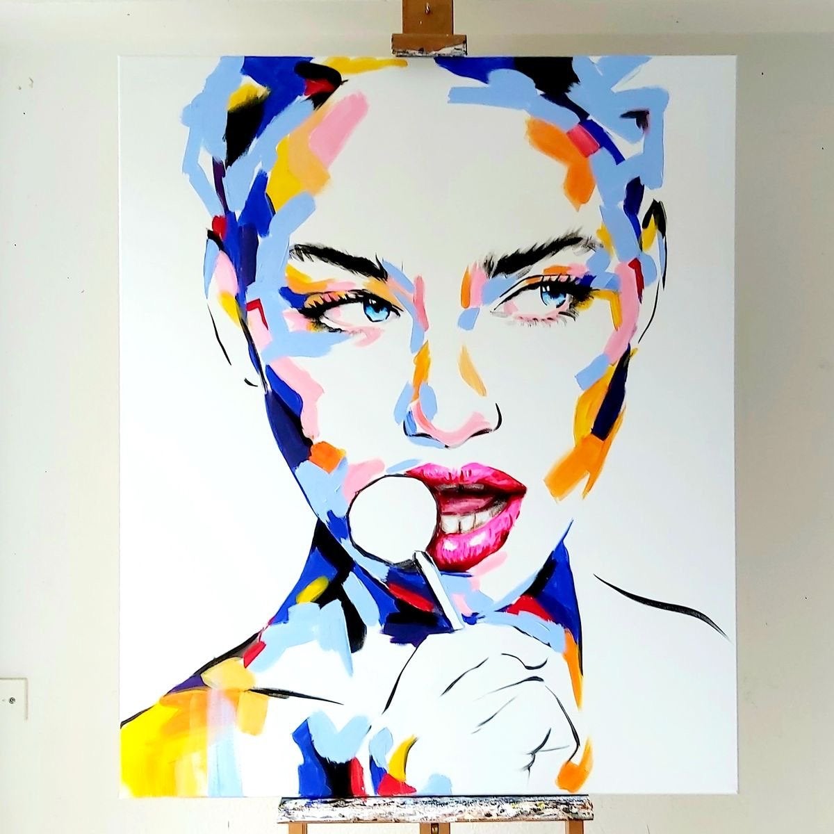 Groot modern Schilderij portret, Antiek en Kunst, Ophalen