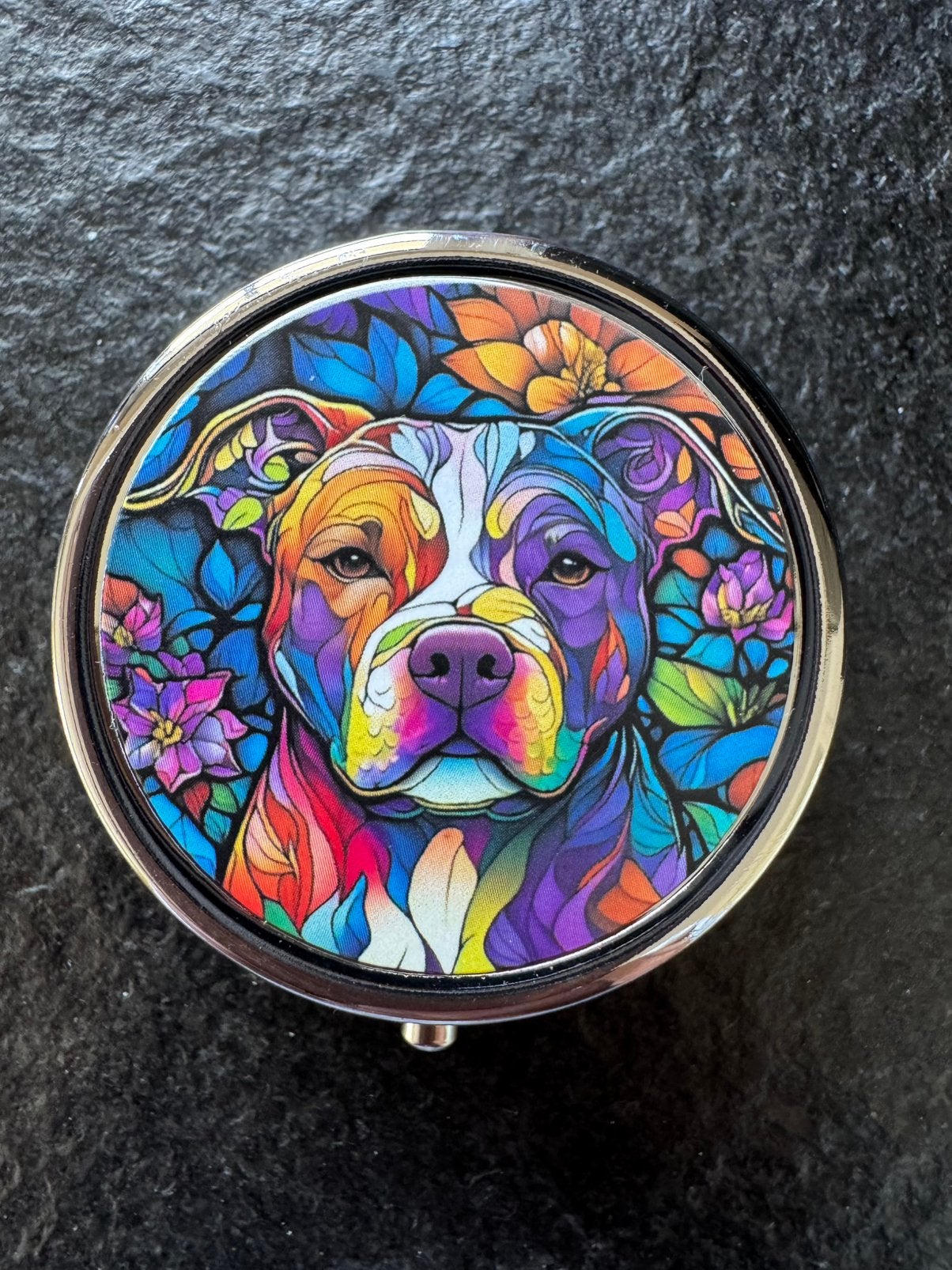 Pillendoosje - Medicijndoosje - Pitbull -  Meerkleurig, Sieraden, Tassen en Uiterlijk, Ophalen of Verzenden, Nieuw