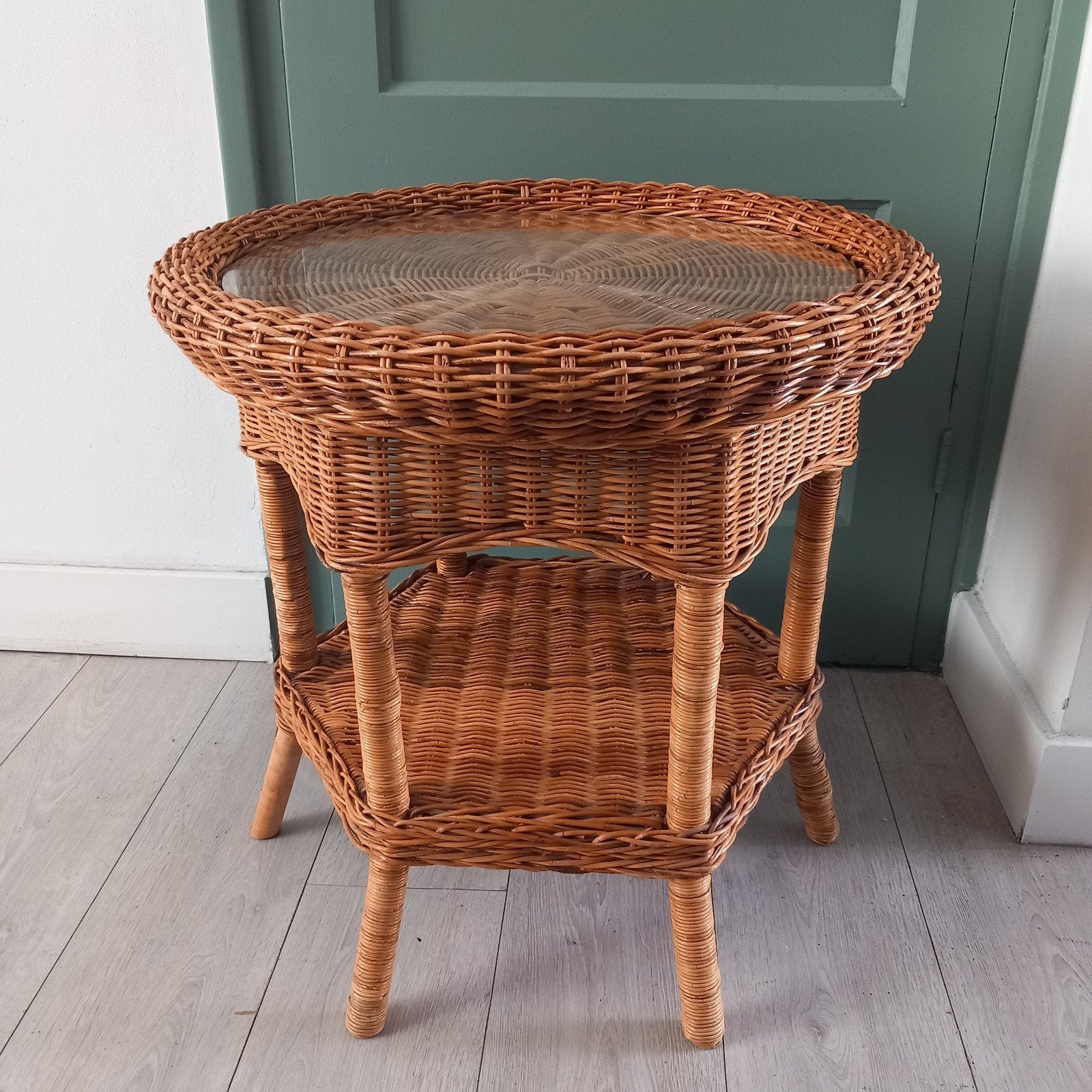 Stevige rotan tafel met glasplaat, Ophalen