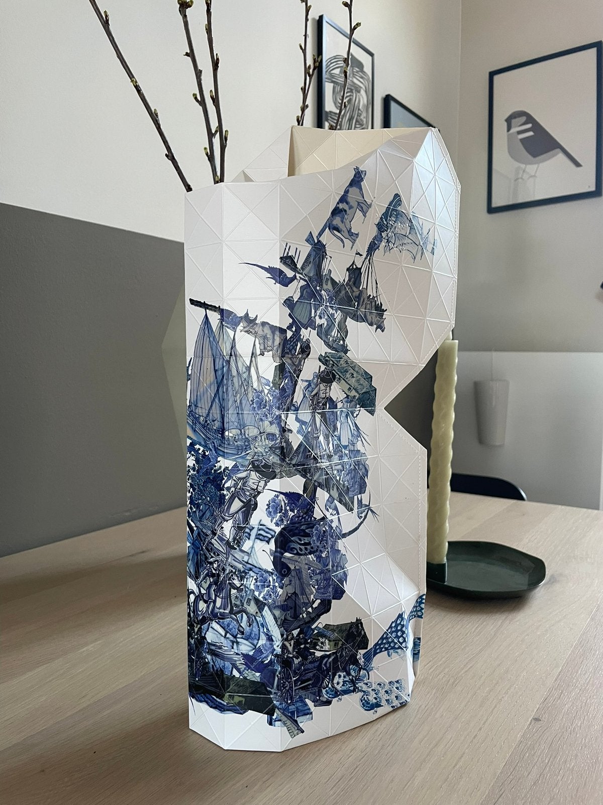 Paper Vase Delftsblauw Pepe Heykoop, Ophalen of Verzenden, Zo goed als nieuw, Blauw, Papier/karton