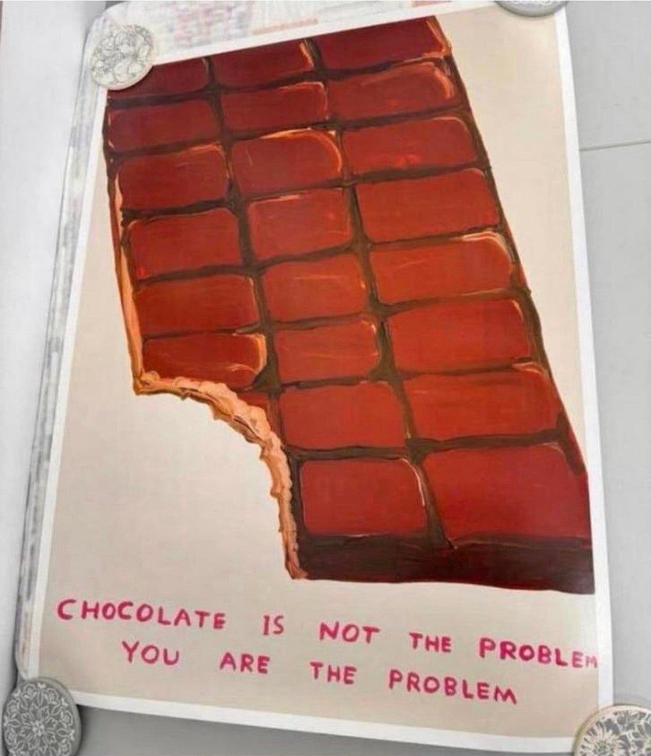 Kunstwerk - Chocolate is Not the Problem by David Shrigley, Ophalen of Verzenden