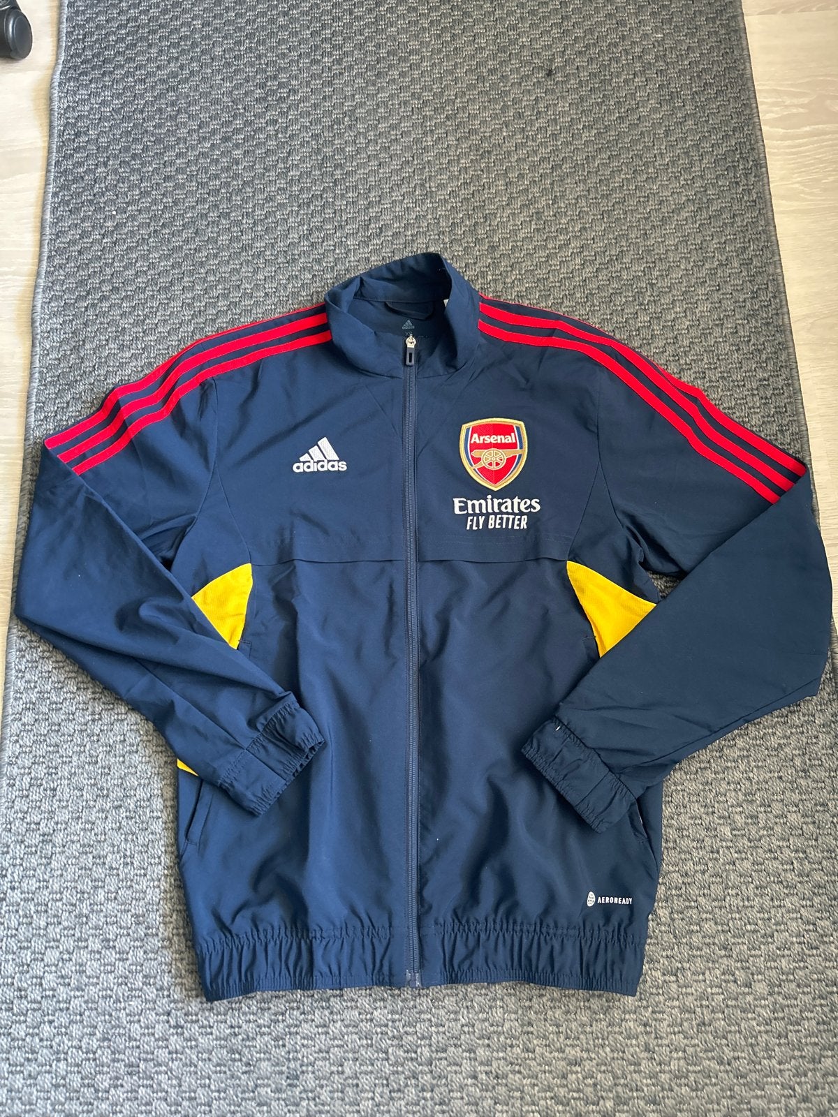 Adidas Arsenal Trainingsjack Maat XS, Ophalen of Verzenden, Zo goed als nieuw, Maat 46 (S) of kleiner, Blauw