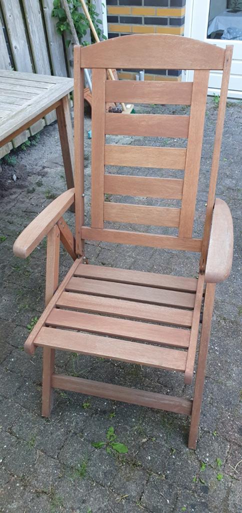Verstelbare teakhouten tuinstoel, Ophalen, Gebruikt, Hout, Verstelbaar