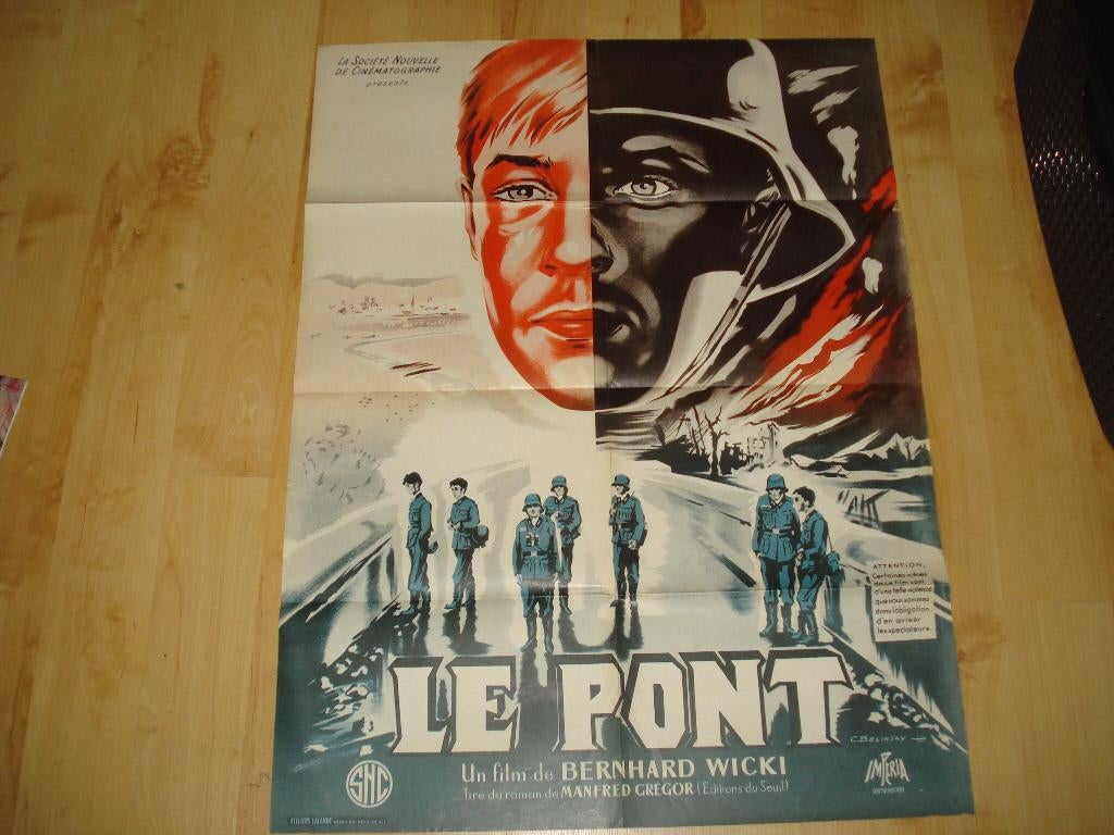 Die Brücke Filmposter 1959, Verzamelen, Posters, Ophalen of Verzenden, Gebruikt, A1 t/m A3, Film en Tv