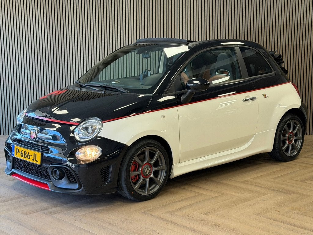 Abarth 500 C 1.4-16V AUTOMAAT CABRIO SOFT-TOP LEDER AIRCO, Auto's, Abarth, Euro 5, 15 km/l, 4 cilinders, Zwart
