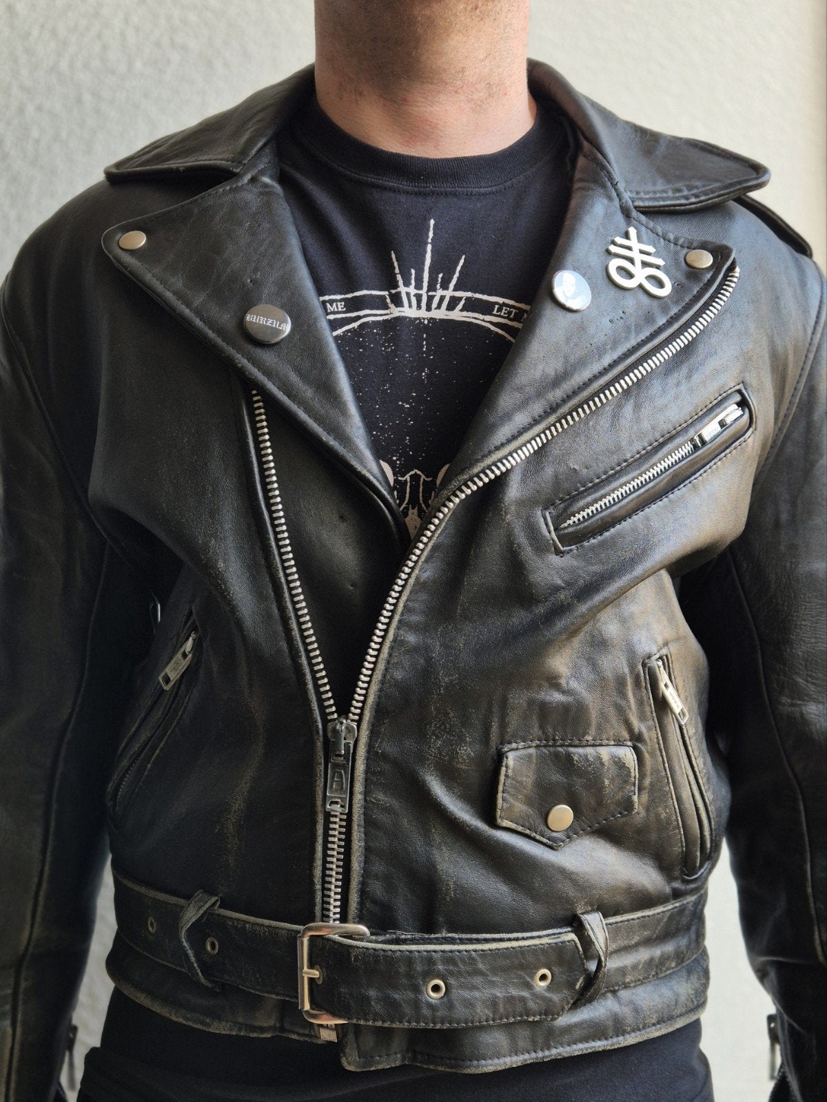 Black Metal leren bikerjack, Ophalen of Verzenden, Zo goed als nieuw, Maat 48/50 (M), Zwart