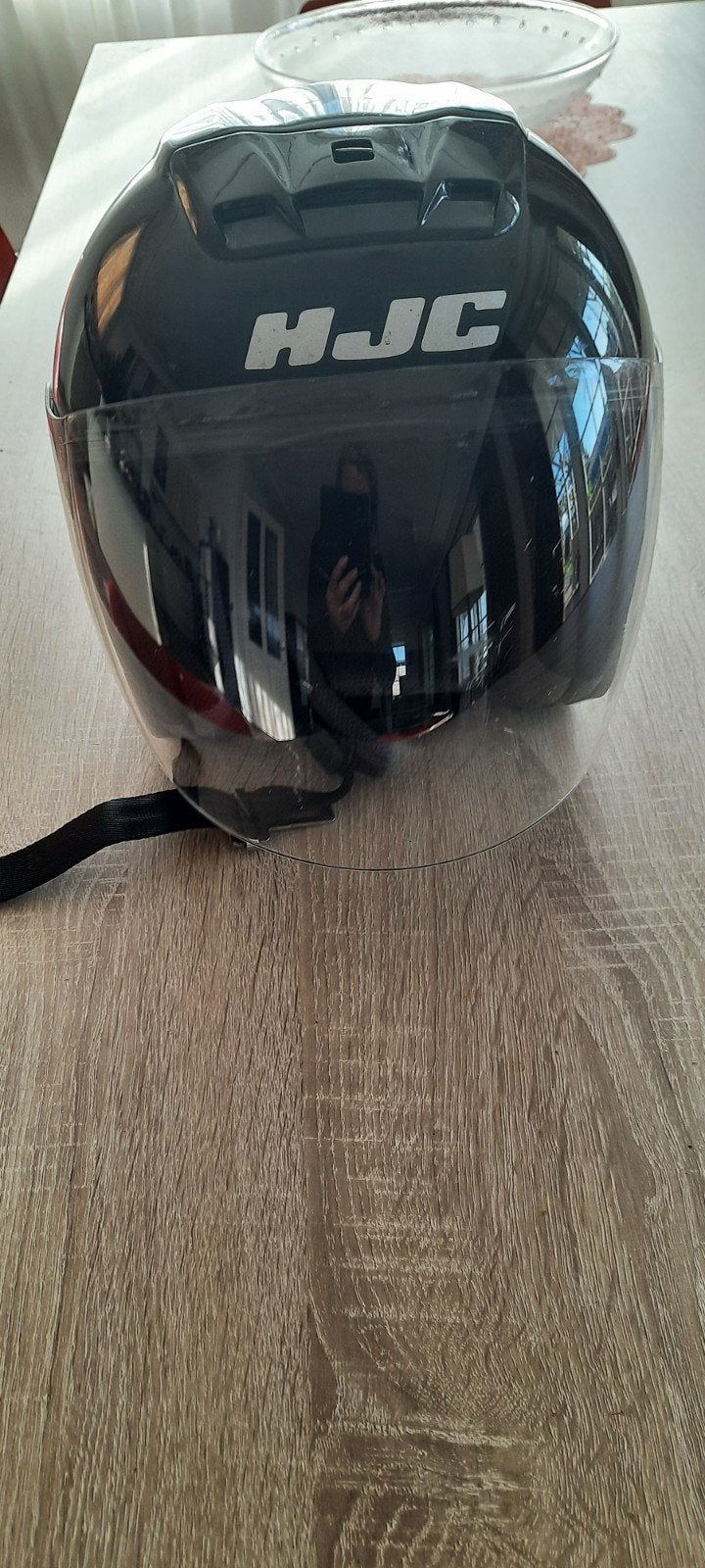 HJC Hoogglans zwart jethelm/ Scooter/motorhelm S, Ophalen, Dames, HJC, Integraalhelm