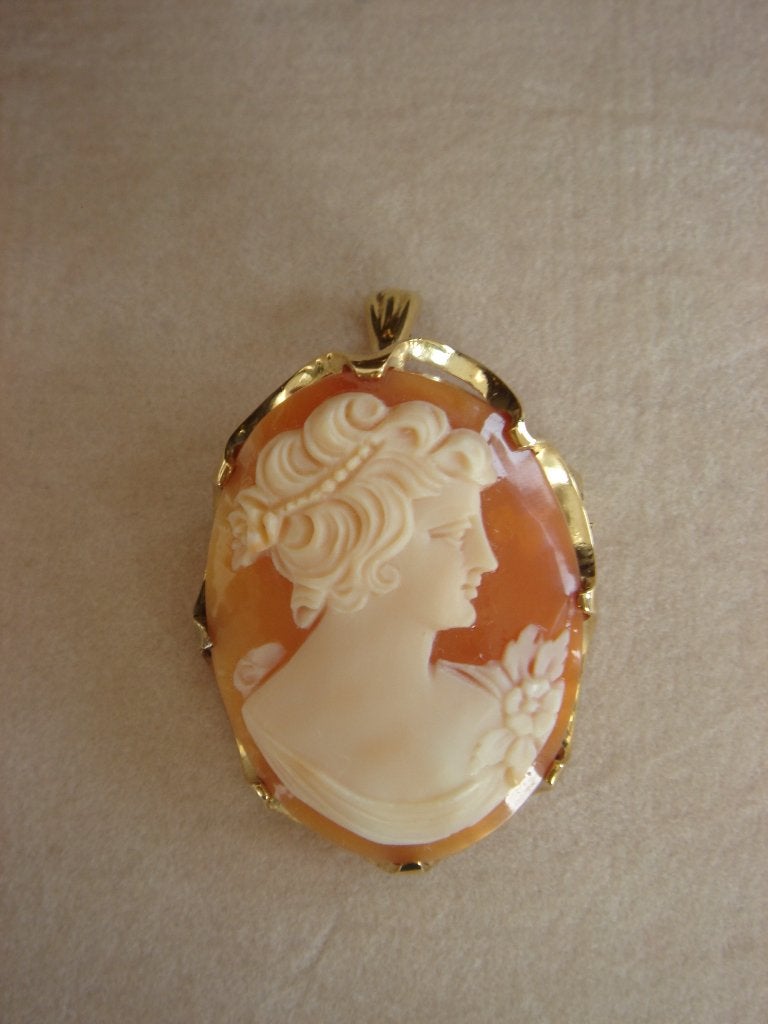 Ovale Camee Broche – Hanger in 14k gouden zetting  , Sieraden, Tassen en Uiterlijk, Ophalen of Verzenden, Overige materialen, Broche