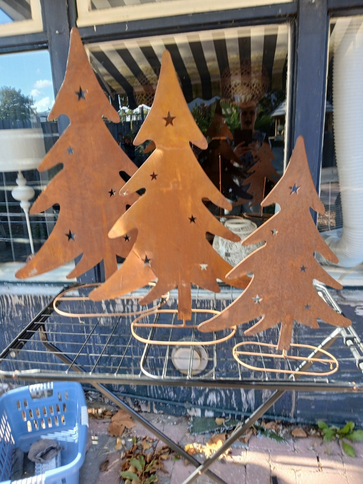 3 roestig kerstboomset, Ophalen of Verzenden, Zo goed als nieuw