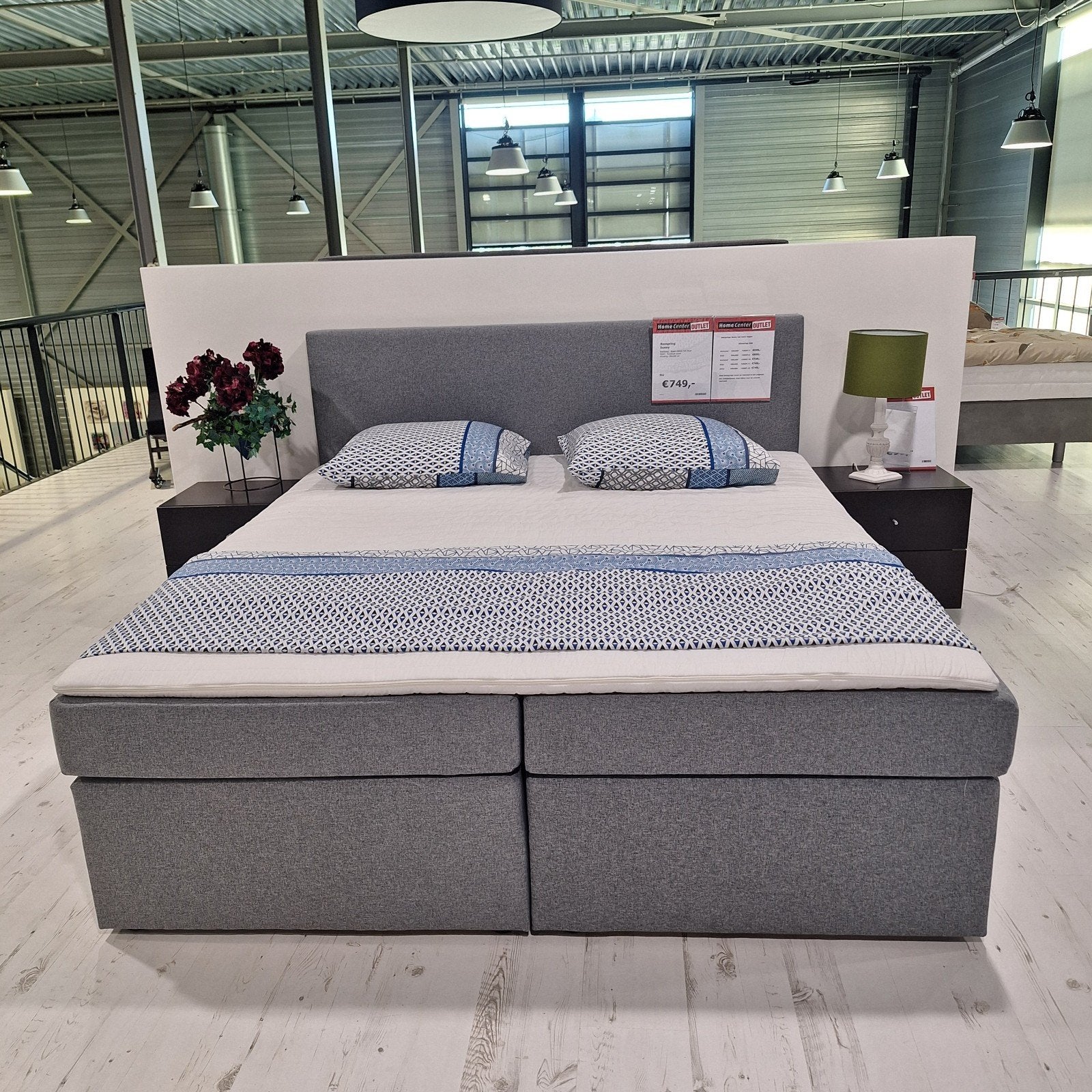 Boxspring 'Sunny' - OP=OP, Ophalen of Verzenden, Grijs, 160 cm, Nieuw