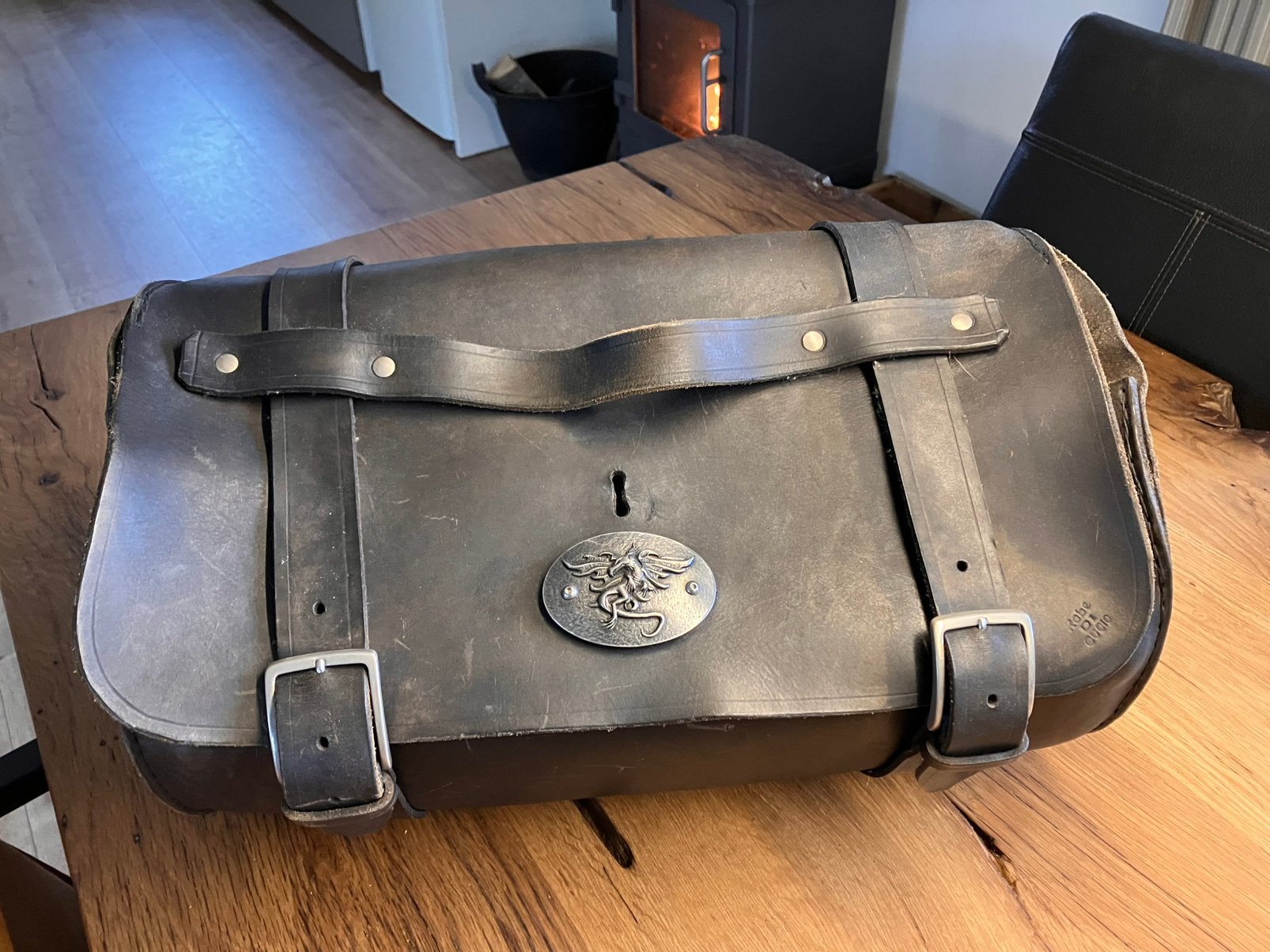 Zwaar lederen bagagetas / toolbag, Motoren, Ophalen, Gebruikt