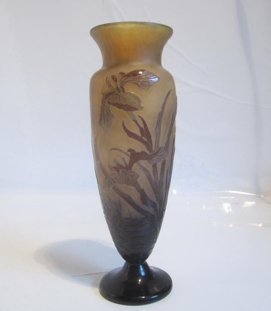 Antieke cameo glazen art nouveau vaas Emile Gallé, ca 1900, Verzenden