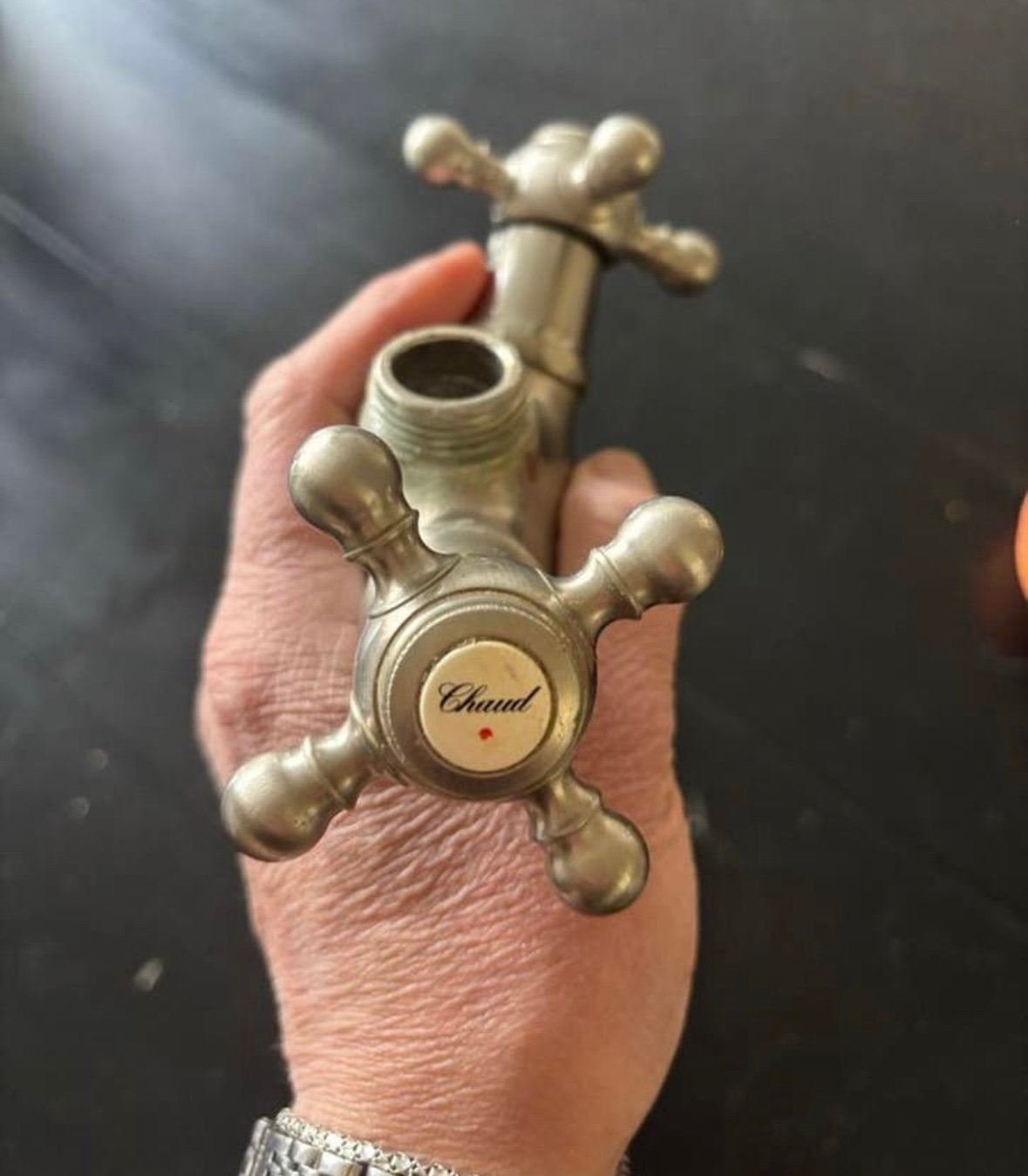 Klassieke Kraan met Warm en Koud Water (Froid et Chaud), Ophalen, Gebruikt, Chroom, Kraan