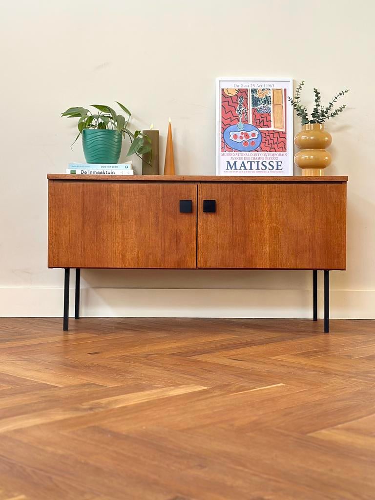 Vintage dressoir lowboard teak hout jaren 50/70/70, Ophalen, Gebruikt, Vintage, 25 tot 50 cm