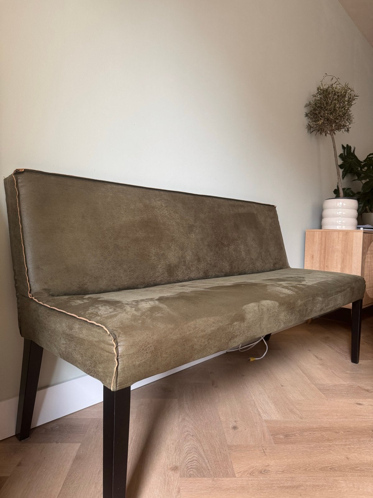 Be Pure Home Eetbank - Groen, 160cm, Ophalen, Gebruikt, 150 tot 200 cm, Driepersoons