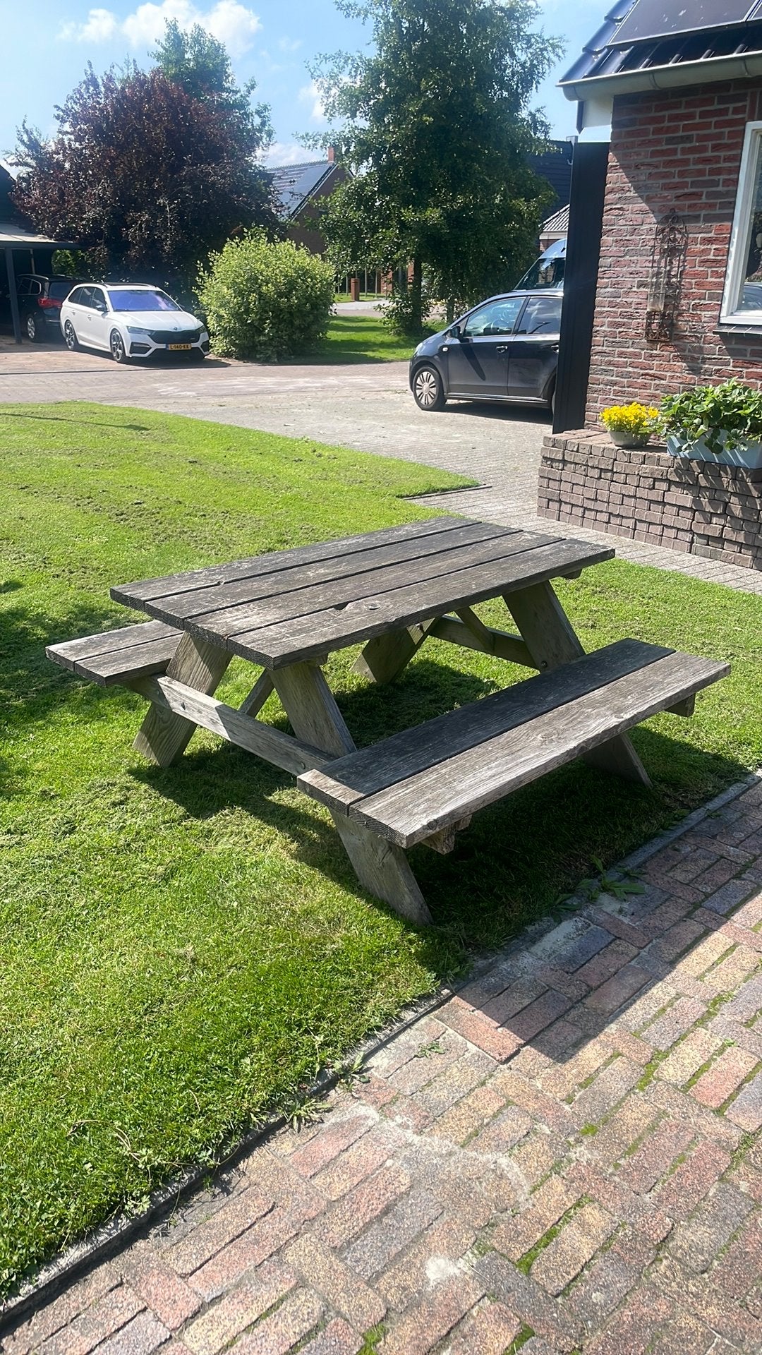 Picknicktafel robuust tuin tafel hout, Ophalen, Gebruikt, Inklapbaar, Rechthoekig