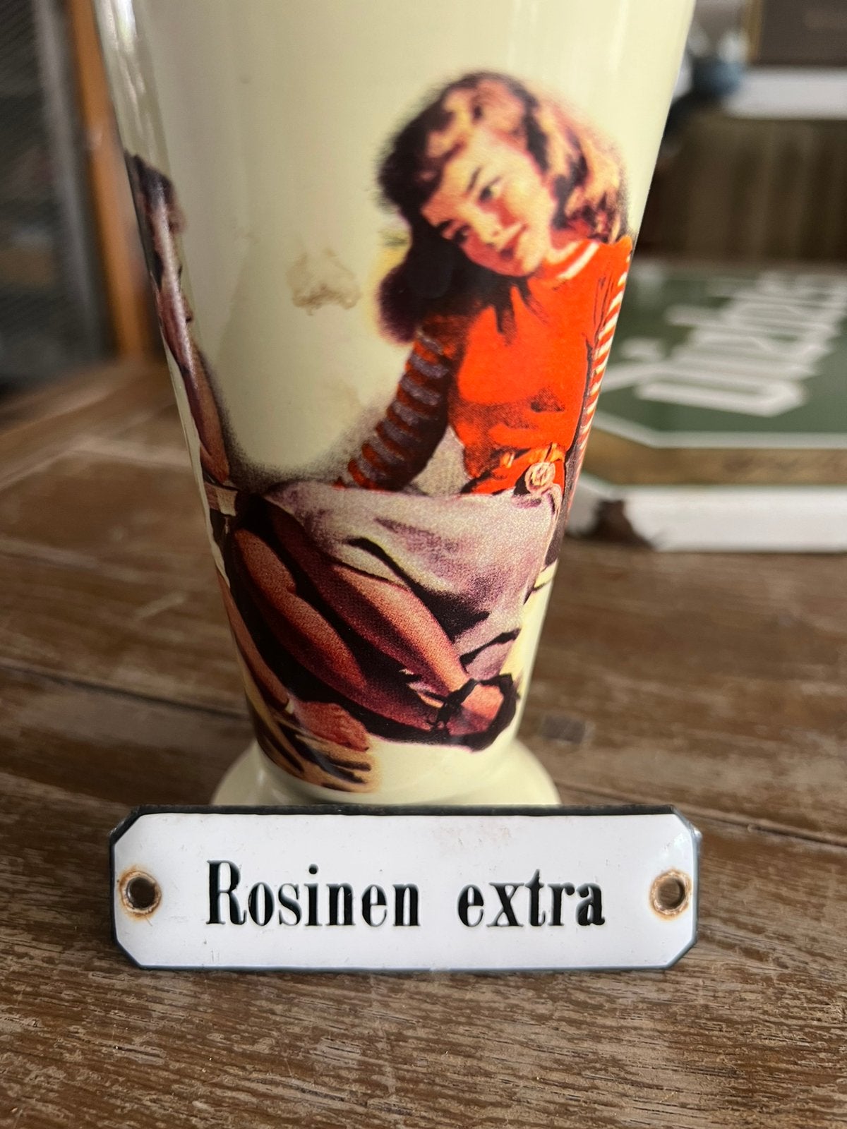 Oud emaille bordje Rosinen extra, Ophalen of Verzenden