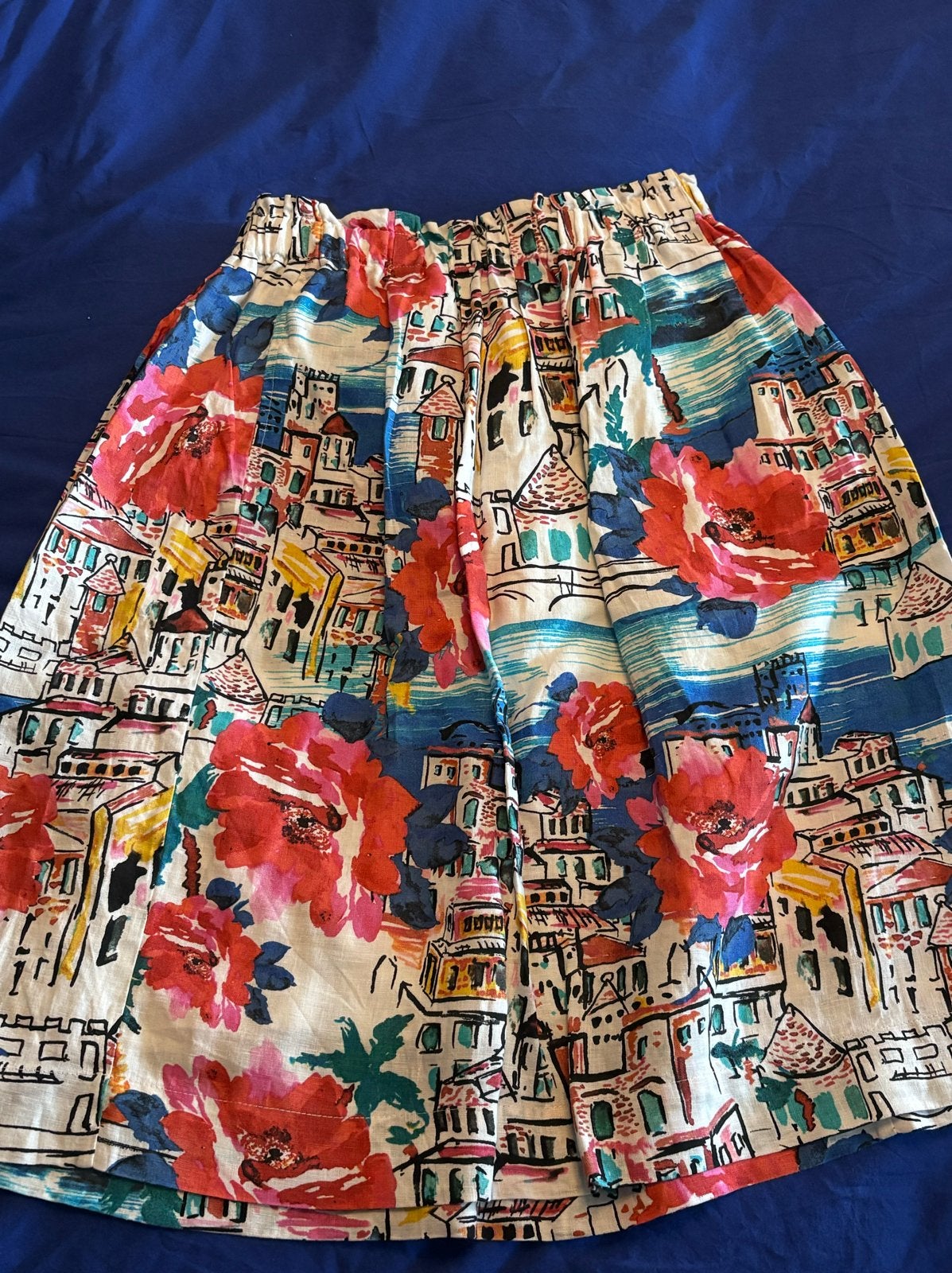 OUI kleurrijke rok met bloemenprint en stadsgezicht maat 38 ...