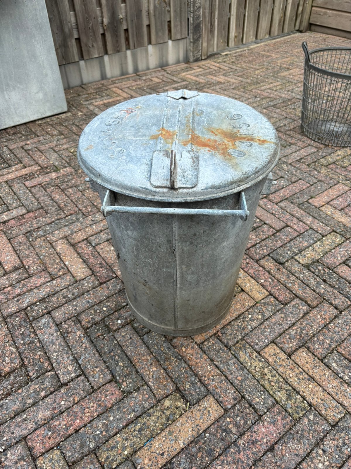 Zinken vuilnisemmer, Huis en Inrichting, Woonaccessoires | Prullenbakken, Ophalen of Verzenden, Gebruikt