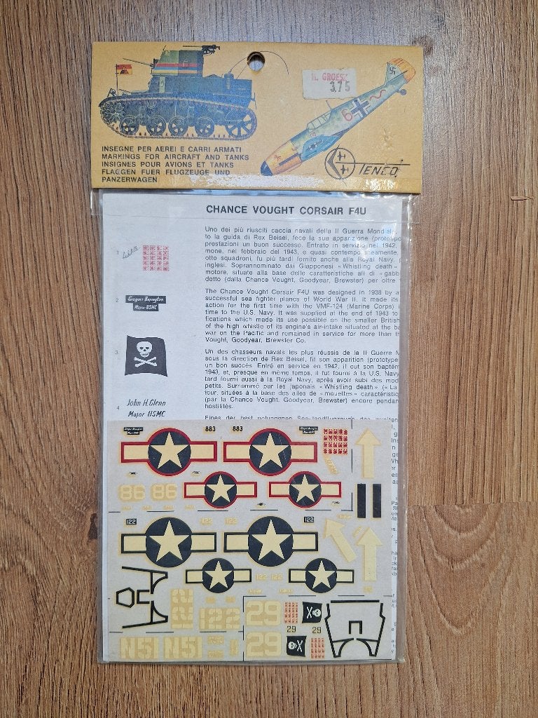 1:72 1/72 ESCI Decals; Vought F4U Corsair, Overige merken, 1:72 tot 1:144, Ophalen of Verzenden, Zo goed als nieuw