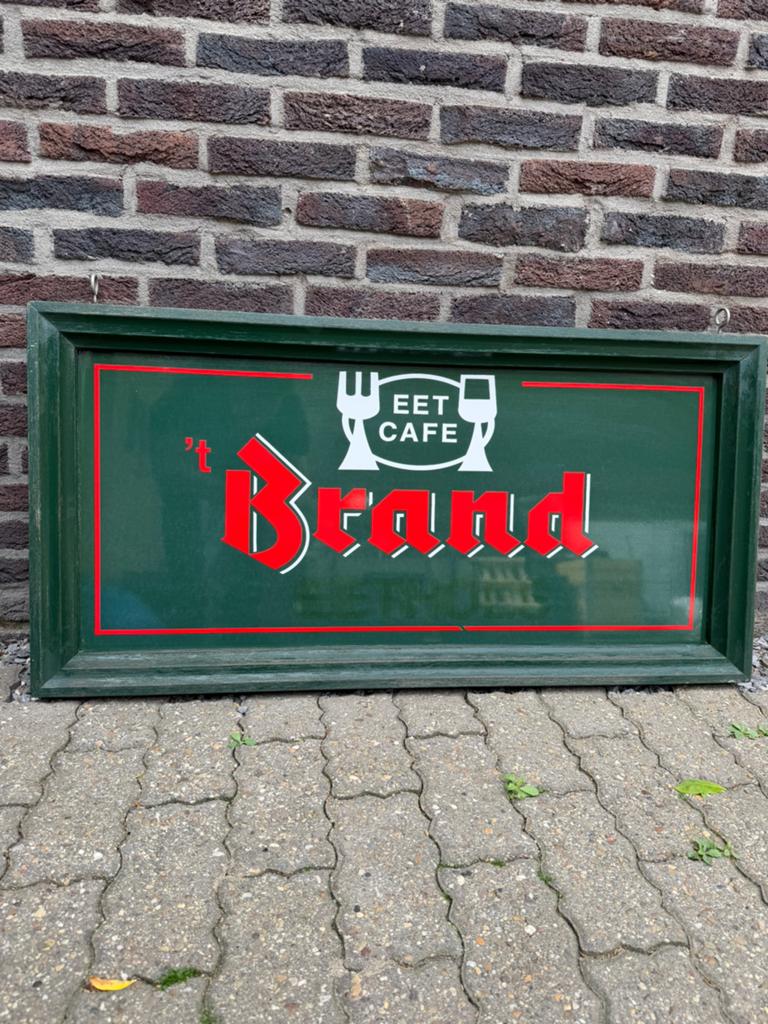 Brand Bier reclame bord Eethoes Eetcafe, Ophalen, Zo goed als nieuw, Reclamebord