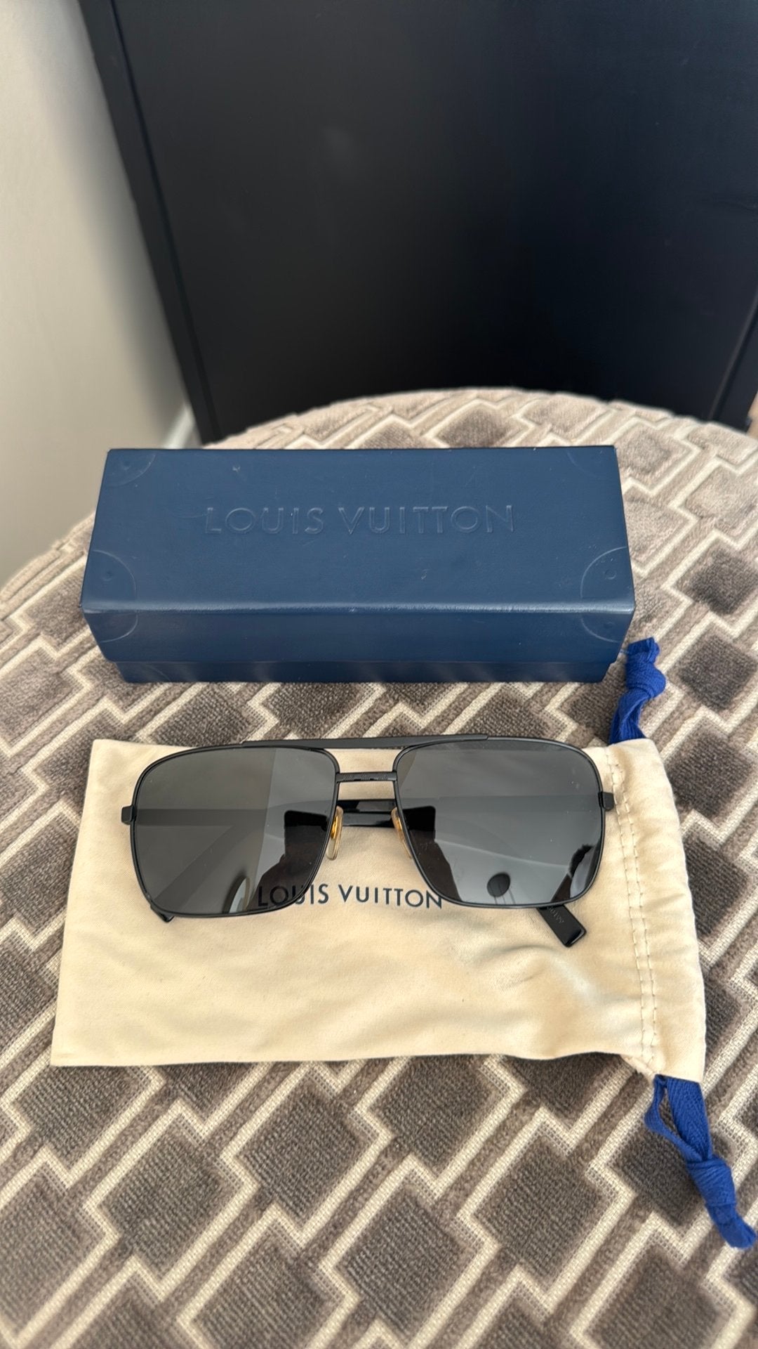 Louis Vuitton - Attitude square sunglasses / zonnebril black, Ophalen, Zo goed als nieuw, Zwart, Overige merken