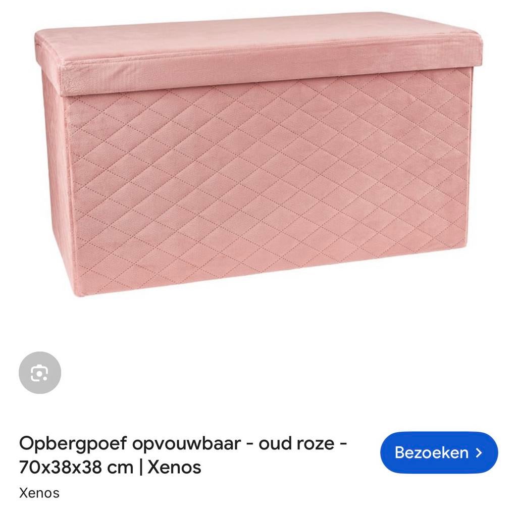 Leuke roze opbergpoef!, Ophalen of Verzenden, Zo goed als nieuw, Rond, Minder dan 50 cm