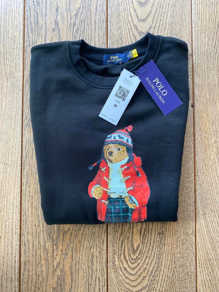 Zwart T-shirt met Polo Bear print, maat M, Ophalen of Verzenden, Nieuw, Maat 48/50 (M), Zwart