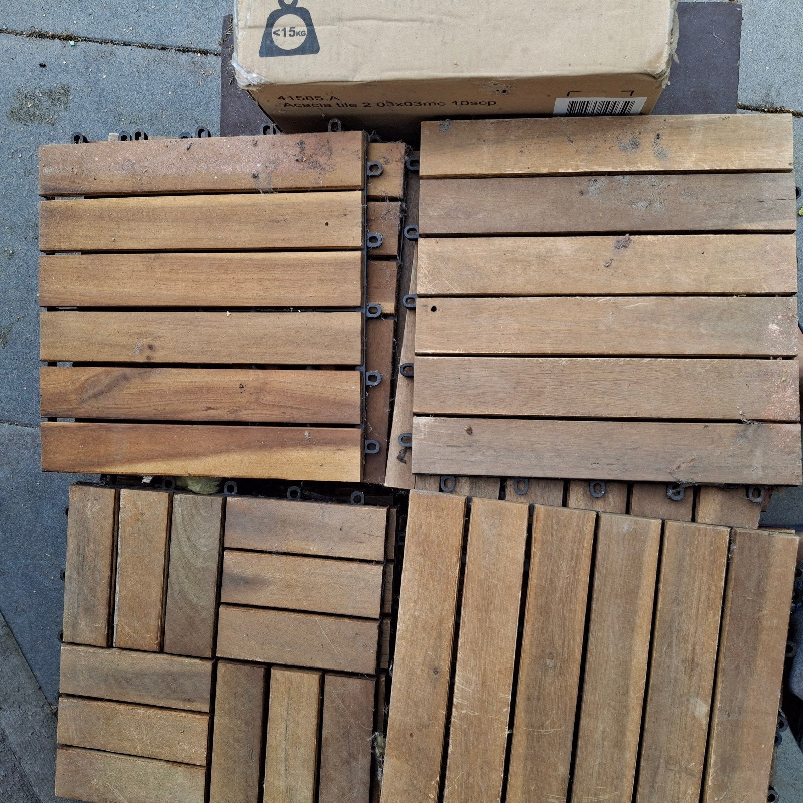62x Acacia houten vlondertegels 30x30 cm – 5,58 m²., Tuin en Terras, Ophalen, Zo goed als nieuw, Hout
