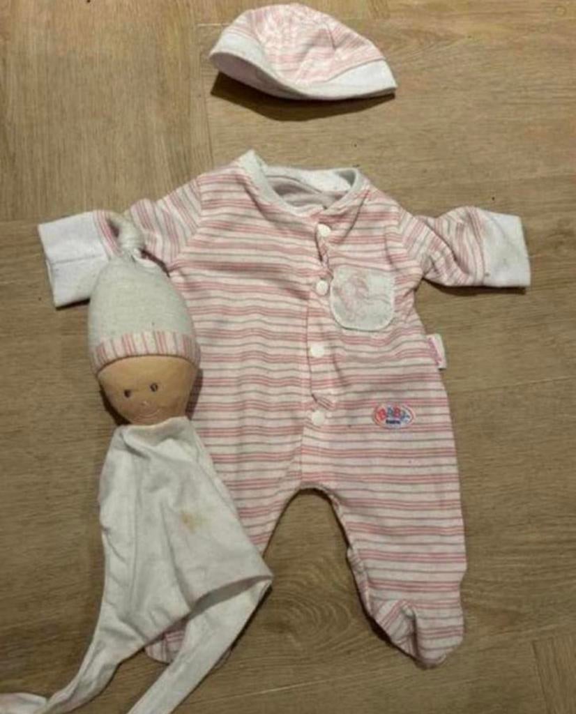 Baby Born Romper,Muts,Knuffel - Roze Gestreept voor 43cm pop, Ophalen of Verzenden, Gebruikt, Meisje