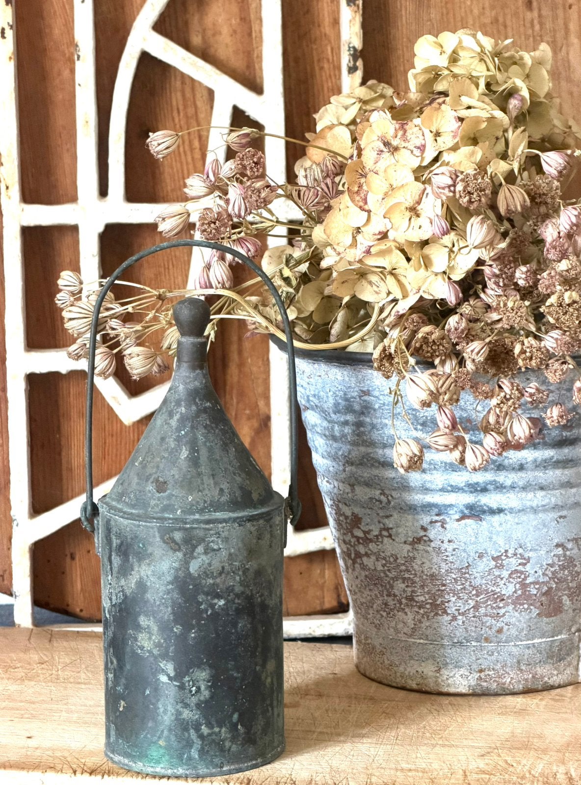 Brocante oud zinken olie kannetje met hengsel, Ophalen of Verzenden