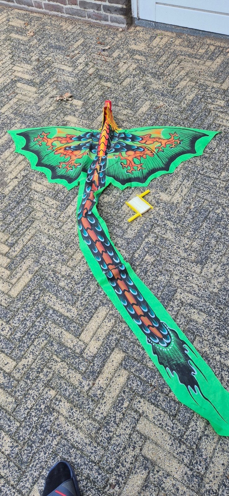 Bali Drakenvlieger - Groen met Kleurrijke Details, Ophalen of Verzenden, Gebruikt, Eenlijns, Vlieger