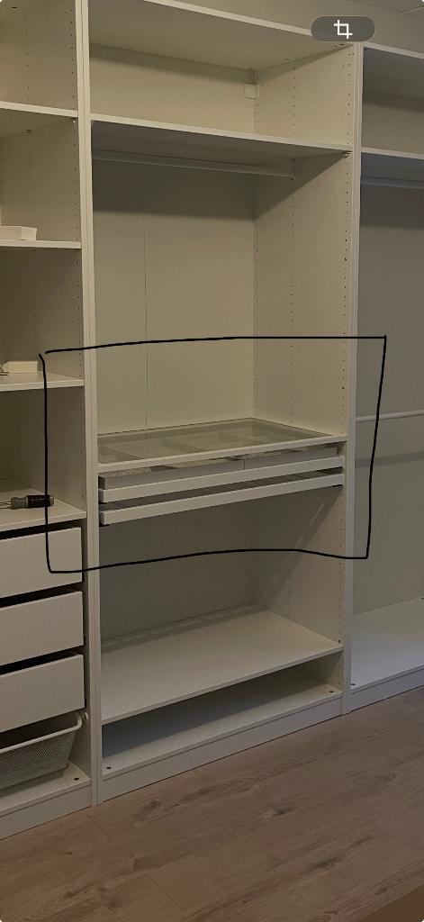 Ikea pax broekhanger en bakjes, Ophalen, 100 tot 150 cm, 200 cm of meer, Zo goed als nieuw