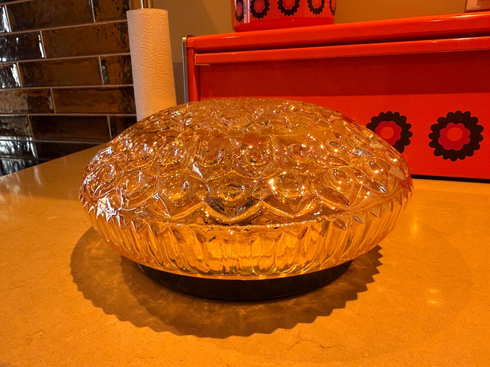 Vintage kristallen plafondlamp / lamp plafonnière, Ophalen of Verzenden, Glas